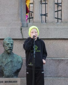 Dagens yngste appellant var Lars Kristian, som forklarte hvorfor det er viktig at vi tar bedre vare på dyrene. Foto: Bård Kirkeeng.