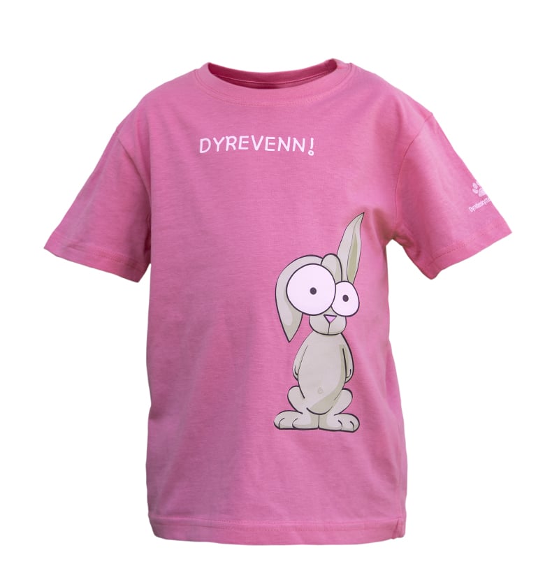 Rosa "Dyrevenn" t-skjorte med kaninmotiv